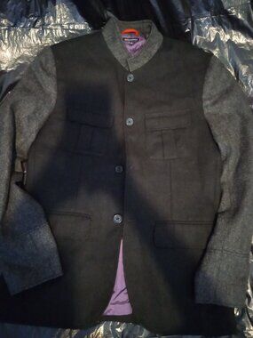 Sons of Intrigue Wool Jacket Men's Size Small Black Gray Preppy Formal